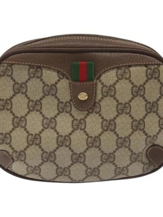 GUCCI GG Supreme Web Sherry Line Shoulder Bag PVC Beige 156 02 066 Auth BD958 - Picture 10 of 15